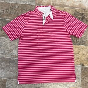 Bobby Jones Pink Stripe H2O Performance Golf Polo Shirt Mens Large L
